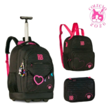 Kit Mochila de Rodinha Com Estojo E Lancheira Rebecca Bonbon Heart Beats