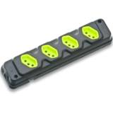 Tomada em barra para extensão com 4 tomadas 2P+T 20A preto/verde Robust Fiolux