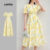 Lovito Vestido Amarelo Romântico Com Botões Florais Para Primavera/verão Para Mulheres L134ED401