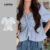Lovito Blusa Casual Listrada Com Estampa Franzida Para Mulheres LNE71762