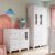 Quarto Infantil com Guarda Roupas 3 Portas e Cômoda com Janelas 100% Mdf Lana Espresso Móveis Branco Brilho