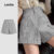 Lovito Shorts Casuais De Verão/Primavera Listrados Com Bolso Falso E Zíper Para Mulheres L125AD319