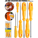 Kit Jogo De Chave De Fenda 6 Peças Tramontina Ponta Chata Cruzada E Tipo Clip Reparos Elétricos