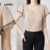 Lovito Blusa Elegante Colorblock Bege para Mulheres L150AD1026