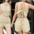 Lovito Conjuntos de Shorts Boho com Laço Nas Costas – Primavera/verão Conjuntos de Shorts Damasco L149ED1202