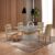Mesa Clarice 120 Tampo Mdf Vidro/canto Reto 4 Cadeiras Valentina Turim/Off-White/Imbuia