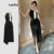 Lovito Vestido Elegante Vestido Colorblock Liso Para Mulheres L91AD171