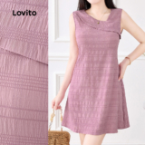 Lovito Vestido Elegante Assimétrico Simples de Primavera/verão Cinza e Rosa para Mulheres L155ED775
