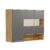 Armário Aéreo de Cozinha 120cm com 3 Portas Vidro Reflecta e Nicho 100% MDF Itália Espresso Móveis Amêndoa/Chumbo