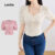 Lovito Blusa elegante Jacquard de pérolas com estrutura lisa para mulheres L132ED151