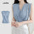 Lovito Blusa Elegante com Pregas para Primavera/verão em Azul Cinza para Mulheres L142ED340