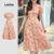 Lovito Vestido Elegante Com Botões E Flores Requintados Dia a Dia Na Primavera/verão Para Mulheres L150ED021