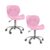 Kit 2 Cadeiras Office Eiffel Slim Com Base Giratória E Ajustável Rosa