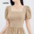 Lovito Vestido Elegante Jacquard Primavera/verão Cáqui Para Mulheres L138ED329
