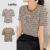 Lovito Camiseta Casual Listrada Com Padrão Plissado Para Mulheres L89ED062 (Multicolorido)