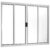 Janela de Aluminio de Correr 120x150cm 4 Folhas Centrais Topsul Esquadrisul
