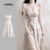 Lovito Vestido Boho Ditsy Floral Padrão Vestido Plissado Para Mulheres L123ED630