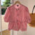Lovito Blusa Fofa Blusa Guingão Com Laço Frontal Para Mulheres L101AD087