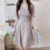 Lovito Vestido Casual Ditsy Floral Com Zíper E Decote Em V Vestido De Manga Curta Para Mulheres LNA06126 (Roxo)