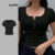 Lovito Camiseta Casual Com Botões Lisos E Canelados Para Mulheres L106AD194