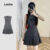 Lovito Vestido Casual Vestido Liso Com Laço Para Mulheres LNA71500