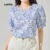 Lovito Blusa Boho Ditsy com botões florais para mulheres L123ED183