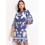 Vestido Em Malha Fria Barrado Azul Quintess