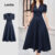 Lovito Vestido Elegante Com Zíper Primavera/verão Azul Escuro Para Mulheres LBL28112