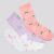 Kit Meia Selene 3 Pares Cano Longo Infantil Branca Rosa e Lilás