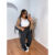 Calça Feminina Cargo Track Pants Listras Laterais Plus Size