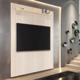 Painel Ripado para TV até 75 Polegadas 100% MDF 184cmx240cm Arbo Off White