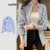 Lovito Blusa Casual Listrada Manga Comprida Botão Blusa De Verão Para Mulheres LNA26184 (Multicolorido)
