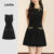 Lovito Vestido elegante com gola contrastante e bolso falso com costura em tecido para mulheres L132ED579