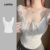 Lovito Camiseta feminina Casual com costura de tecido liso e bordado com cadarço L132ED146