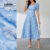 (Lovito Refine) Vestido Elegante Festas Natal Tons Branco Estampa Floral Zíper Drapeado Ideal Verão/primavera LR4LD126