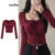 Lovito Camiseta Casual Com Gravata Lisa Frontal Franzida Plissada Para Mulheres L106AD941