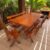 Conjunto Mesa de Madeira Maciça Rústica para Churrasco e 4 Bancos