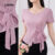 Lovito Blusa Casual Lisa Com Cadarço Assimétrico Na Frente Primavera/Verão Rosa Para Mulheres L135A2D464