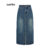 Lovito Saia Casual Feminina Lisa Lavada Com Fenda Midi Jeans Saia Verão/primavera L39AD079