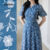 (NEW) Lovito Vestido Elegante com Botão Primavera/verão Azul para Mulheres L154ED156