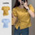 Lovito Blusa Casual Com Cadarço Assimétrico Primavera/Verão Blusa Amarela Para Mulheres L134ED825