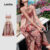 (New) Lovito Vestido Boho com Laço Color Blocking Vestido de Primavera/verão para mulheres LBL28096