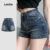 Lovito Short Casual Jeans Com Bolso Liso E Curto Para Verão/primavera Para Mulheres L131LD1328