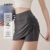 Lovito Shorts Esportivos 2 em 1 Saia+Calça frunces controle de barriga Corrida Yoga Pickleball Tênis Mulheres LNA109037