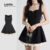 (Lovito Refine) Vestido Casual Falso 2 Em 1 Drapeado Primavera/verão Vestido Preto Para Mulheres LR12A171