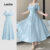 Lovito Vestido Elegante, Liso, Com Babados, Ombro Vazado, Verão/primavera, Para Mulheres L132ED076