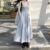 Lovito Vestido Casual Vestido Liso Com Bata Para Mulheres LNE33221 (Azul)