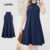 Vestido A-Hem Textura Halter Neck Sem Mangas-DRB149P1D335