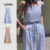 Lovito Vestido Casual de Primavera/verão Azul com Bolso e Cinto para mulheres L142LD431