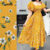 (NEW) Lovito Vestido Boho com Zíper para Primavera/verão Vestido Amarelo para mulheres LBL29324